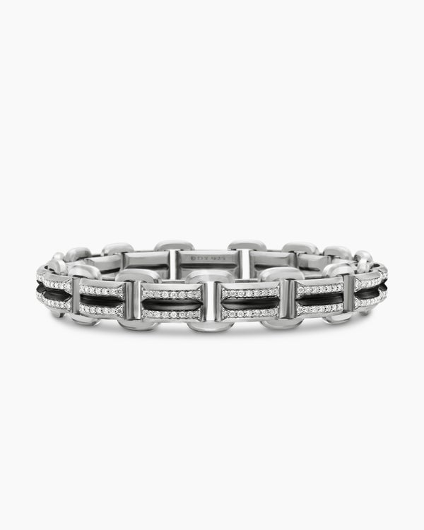 Streamline® Link Bracelet in Sterling Silver with Diamonds, 7.5mm