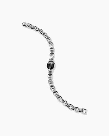 Cairo Chain Link Bracelet in Sterling Silver with Black Onyx and Black Diamonds, 7.5mm
