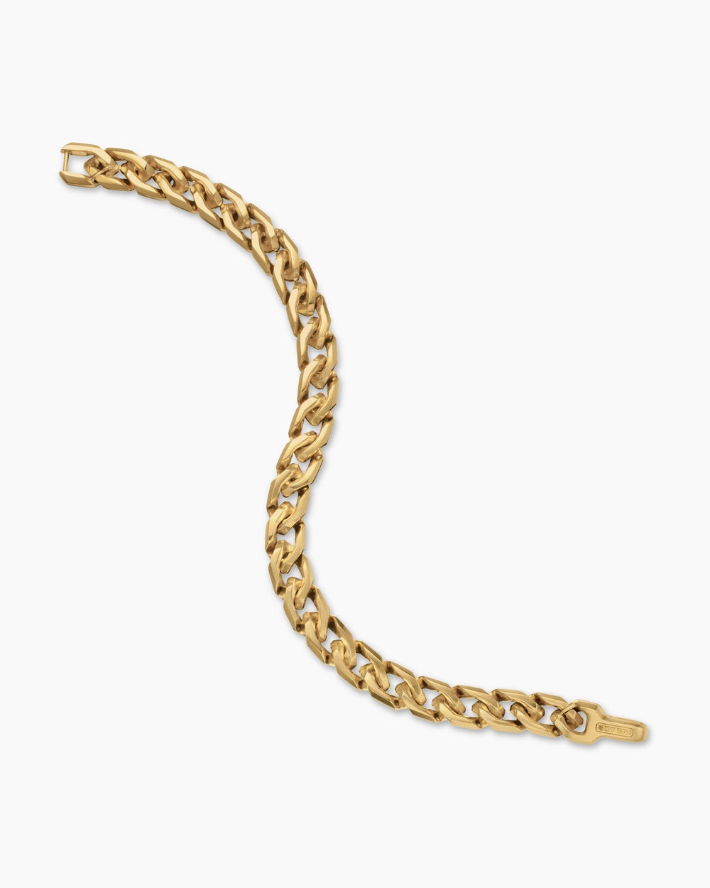 Mens Curb Chain Angular Link Bracelet in 18K Yellow Gold, 8.7mm