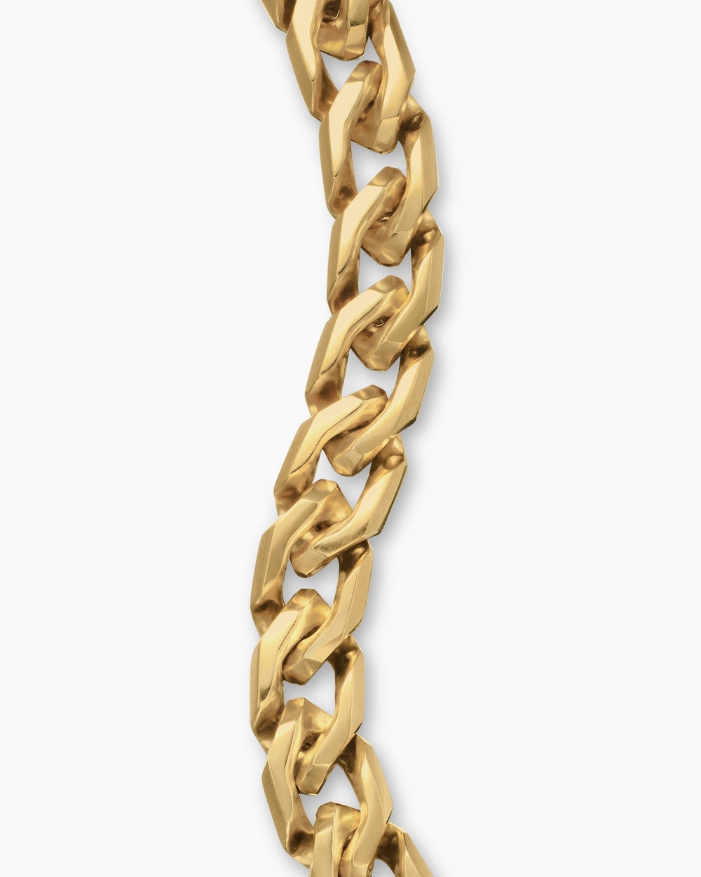 Mens Curb Chain Angular Link Bracelet in 18K Yellow Gold, 8.7mm