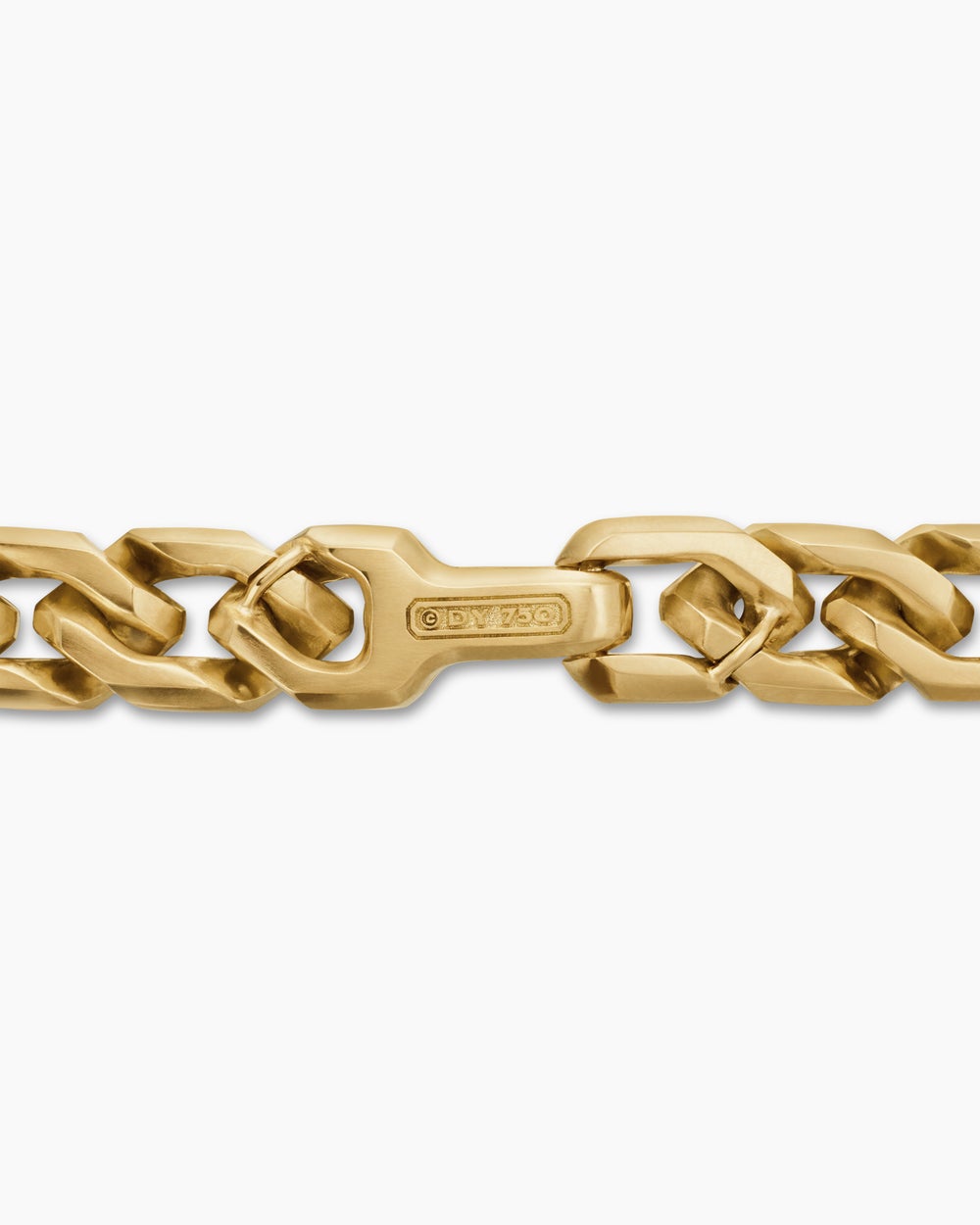 Mens Curb Chain Angular Link Bracelet in 18K Yellow Gold, 8.7mm