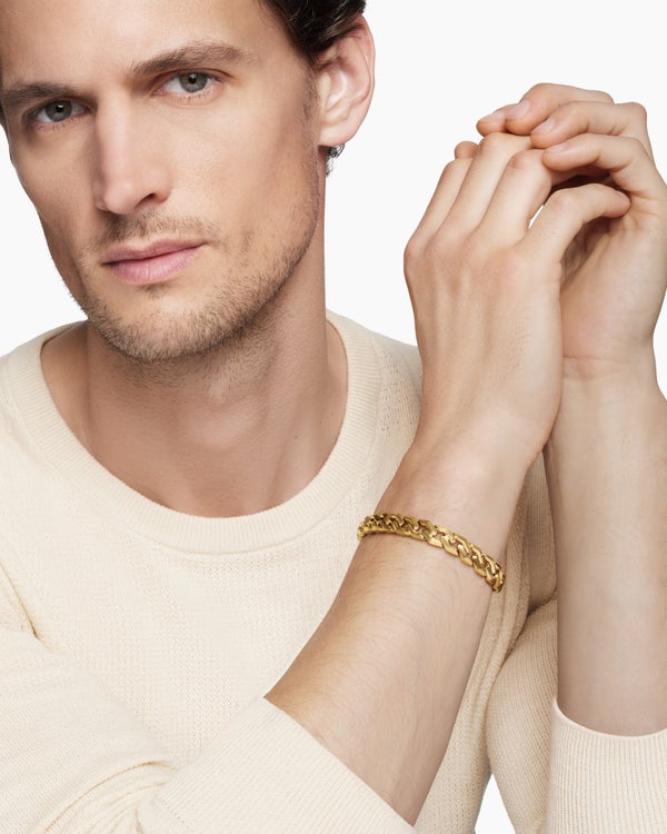 Curb Chain Angular Link Bracelet in 18K Yellow Gold, 8.7mm
