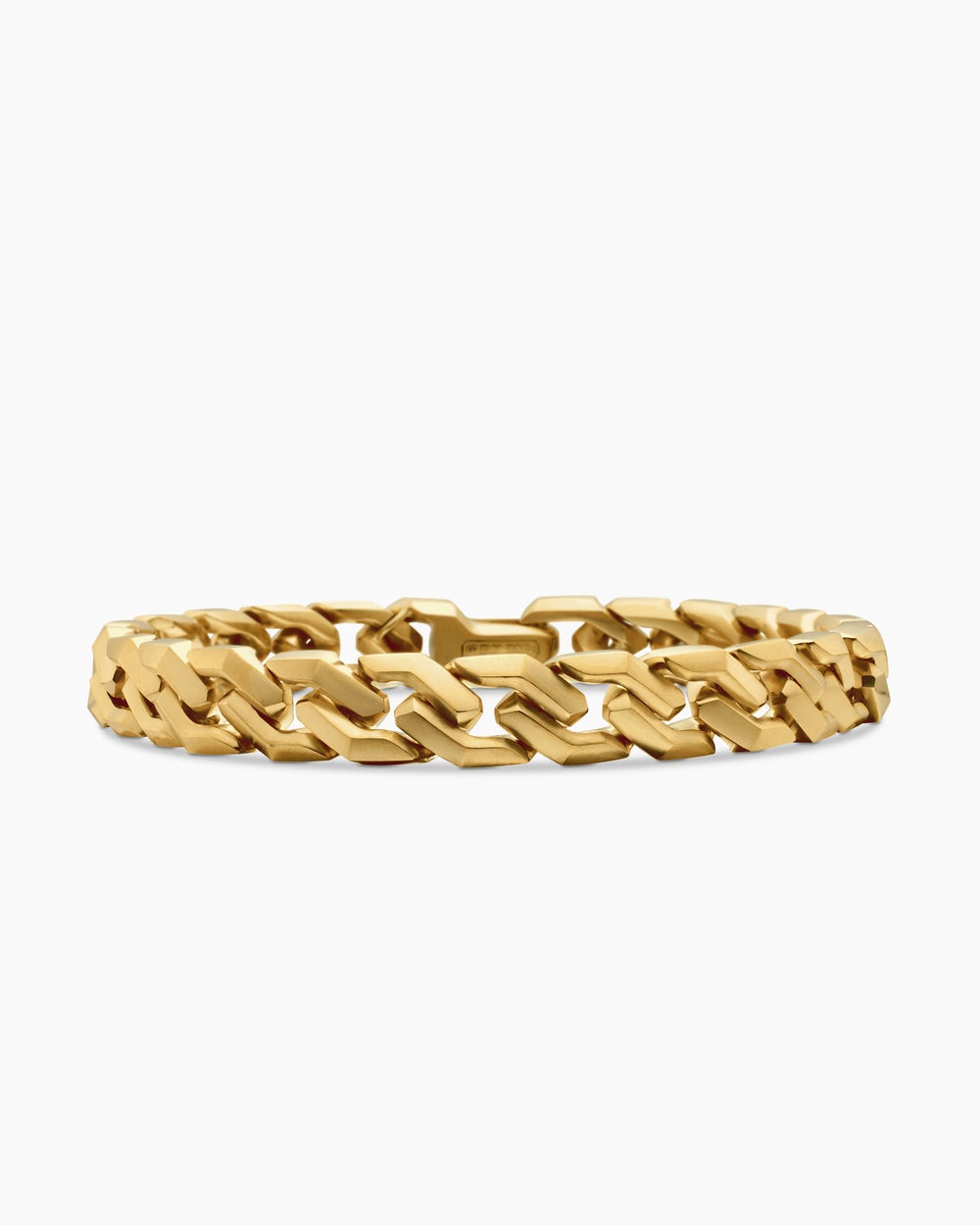 Mens Curb Chain Angular Link Bracelet in 18K Yellow Gold, 8.7mm