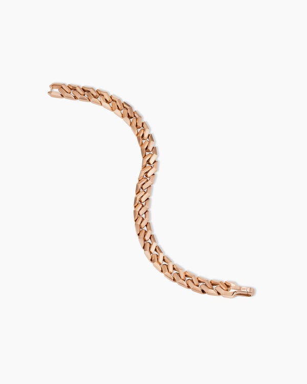 Curb Chain Angular Link Bracelet in 18K Rose Gold, 8.7mm
