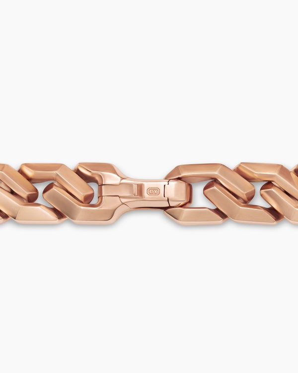 Curb Chain Angular Link Bracelet in 18K Rose Gold, 8.7mm