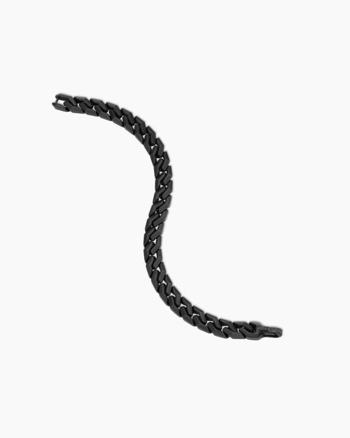 Mens Curb Chain Angular Link Bracelet in Black Titanium, 8.7mm