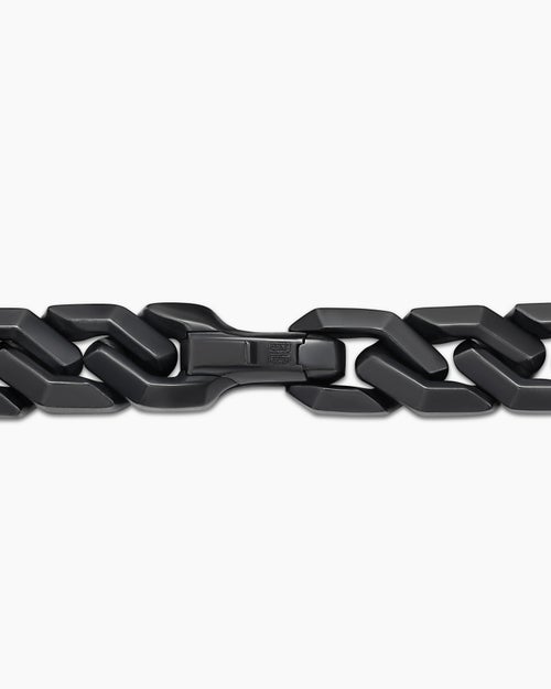 Mens Curb Chain Angular Link Bracelet in Black Titanium, 8.7mm