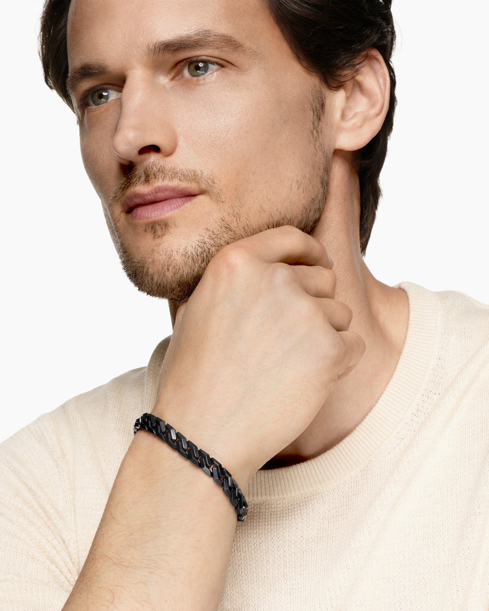 Bracelet à maillons angulaires Curb Chain en titane noir, 8,7 mm hommes