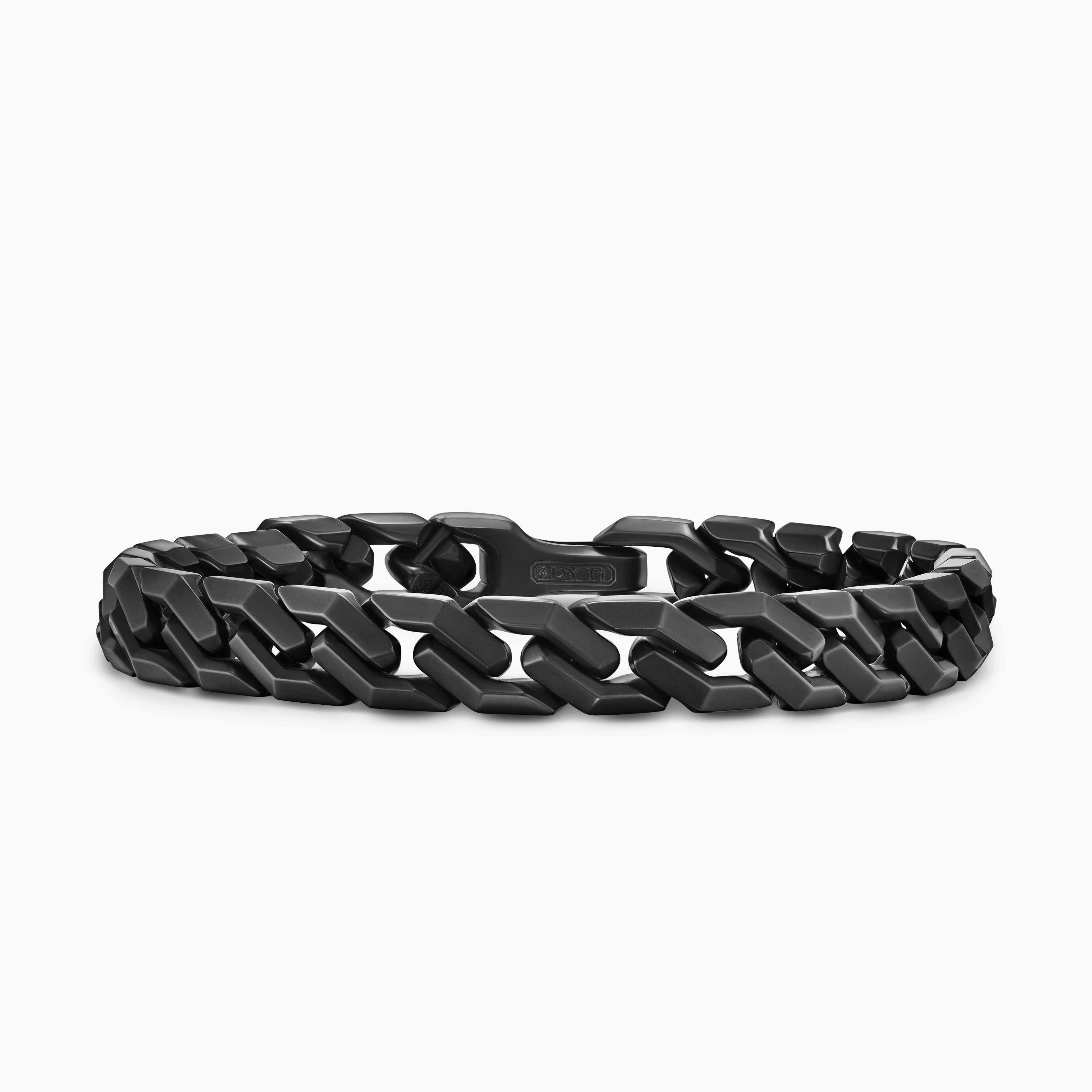 Mens Curb Chain Angular Link Bracelet in Black Titanium, 8.7mm
