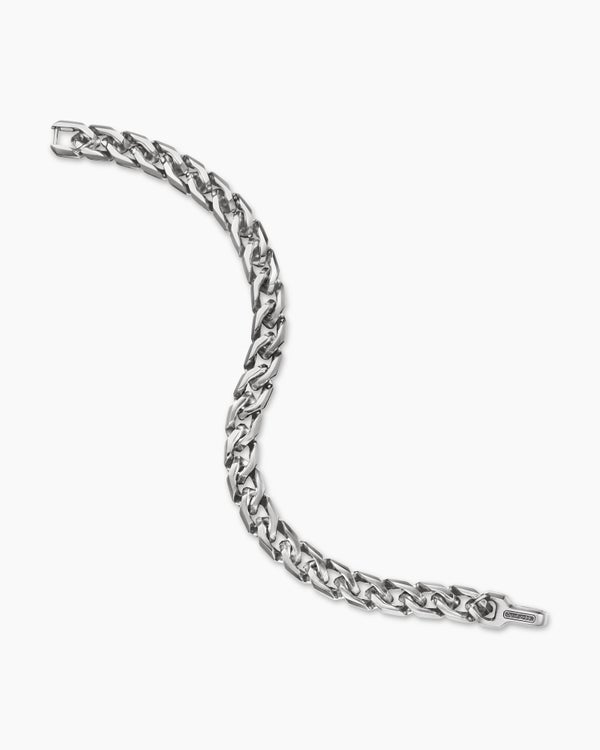 Curb Chain Angular Link Bracelet in Sterling Silver, 8.7mm