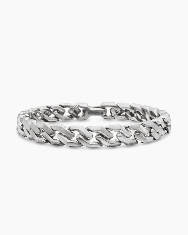 Curb Chain Angular Link Bracelet in Sterling Silver, 8.7mm