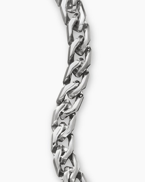 Mens Curb Chain Angular Link Bracelet in Sterling Silver, 8.7mm