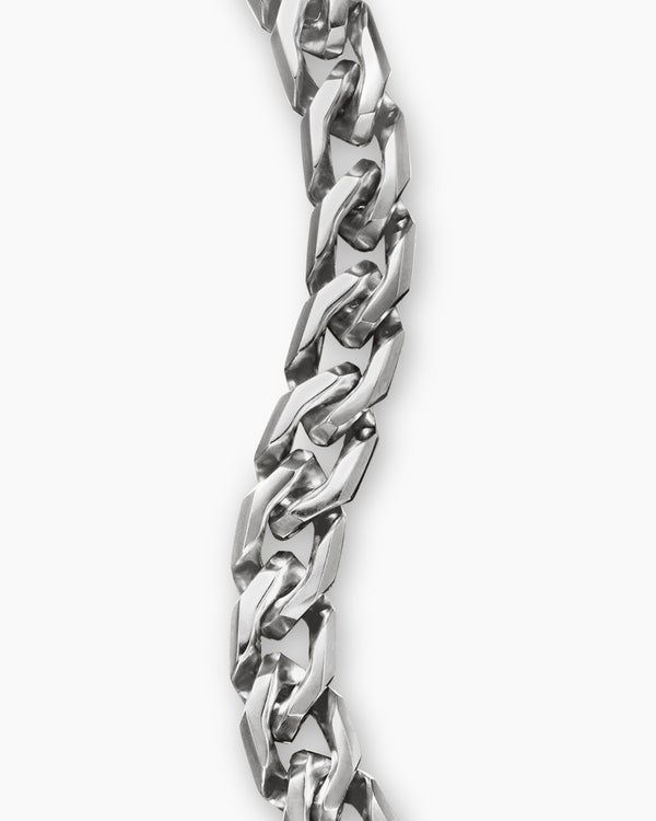 Curb Chain Angular Link Bracelet in Sterling Silver, 8.7mm