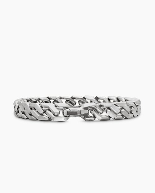 Mens Curb Chain Angular Link Bracelet in Sterling Silver, 8.7mm
