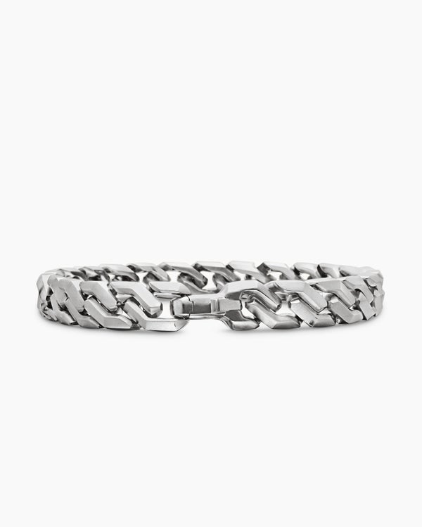 Curb Chain Angular Link Bracelet in Sterling Silver, 8.7mm