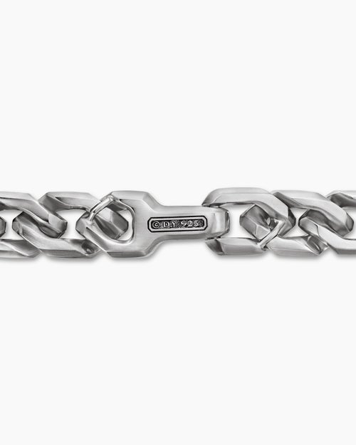 Mens Curb Chain Angular Link Bracelet in Sterling Silver, 8.7mm