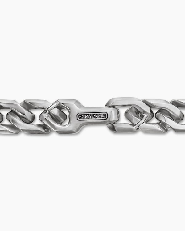 Curb Chain Angular Link Bracelet in Sterling Silver, 8.7mm