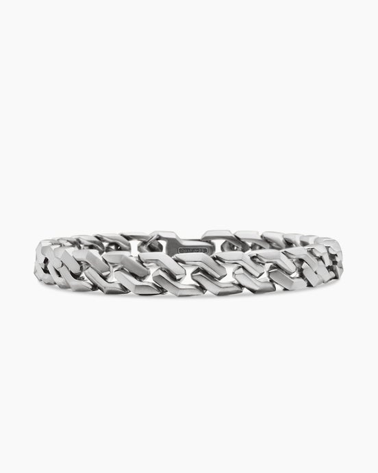 Curb Chain Angular Link Bracelet in Sterling Silver, 8.7mm