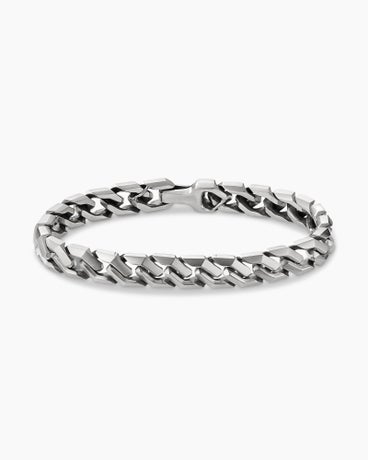 David Yurman Faceted Link Bracelet in Sterling Silver with Pavé Black Diamonds Men's Size Medium