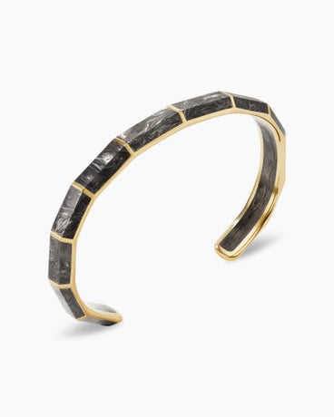 Forged Carbon Faceted Cuff Bracelet in 18K Yellow Gold, 8.5mm