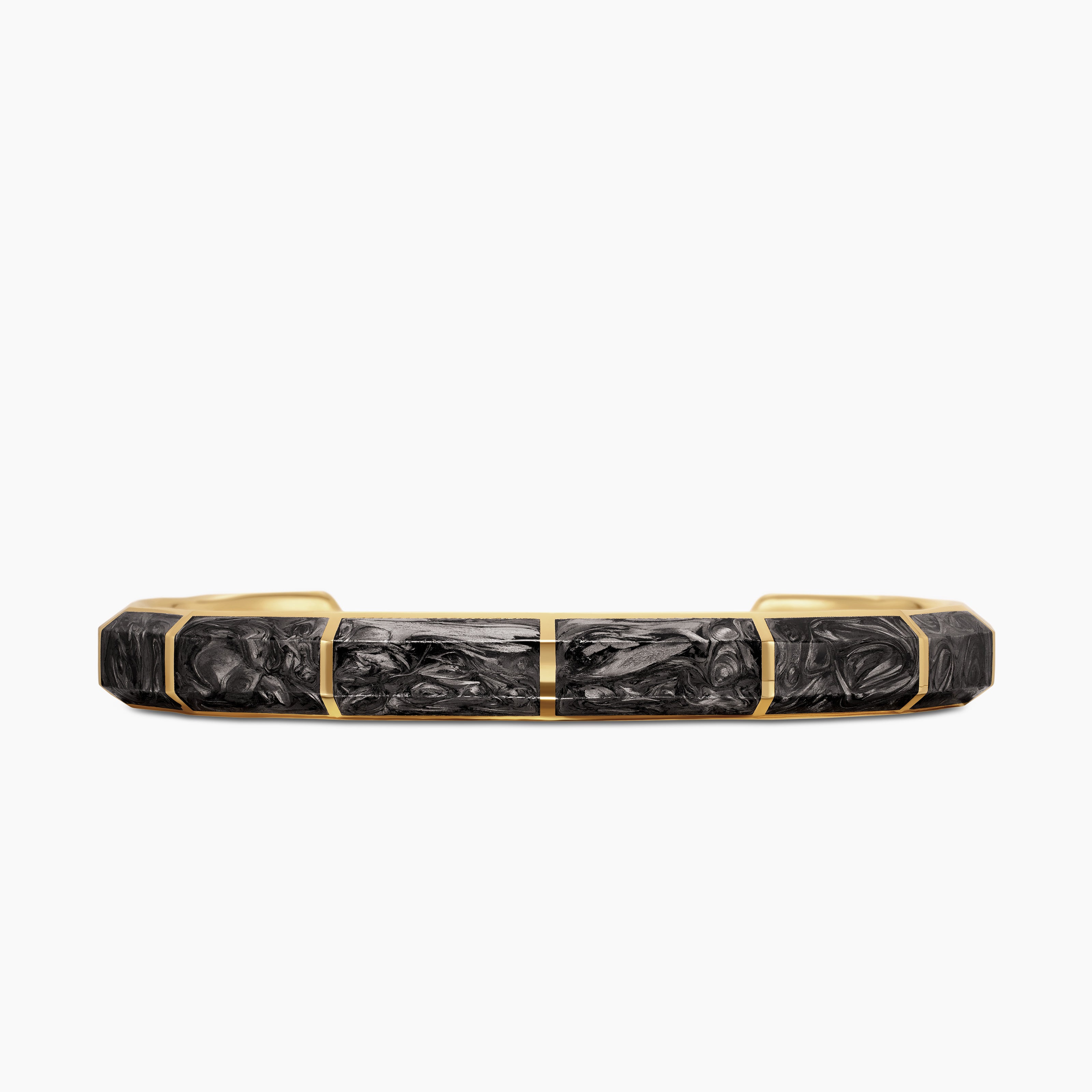 Bracelet manchette &agrave; facettes Forged Carbon avec or jaune 18 carats, 8,5 mm