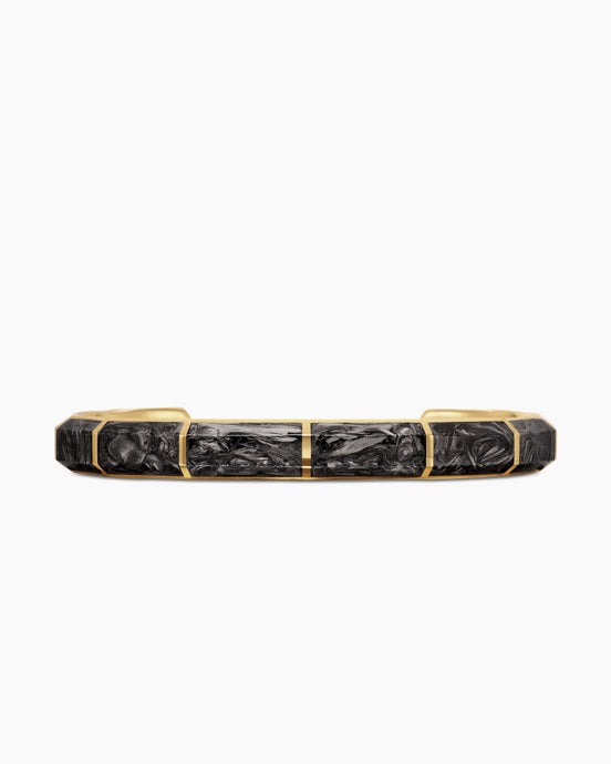 Streamline® Cuff Bracelet in 18K Yellow Gold with Forged Carbon, 8.5mm