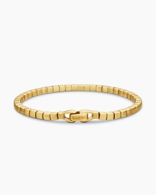 Mens Spiritual Beads Cushion Bracelet with 18K Yellow Gold, 4mm