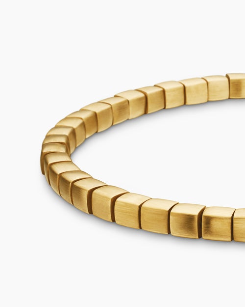 Mens Spiritual Beads Cushion Bracelet with 18K Yellow Gold, 4mm