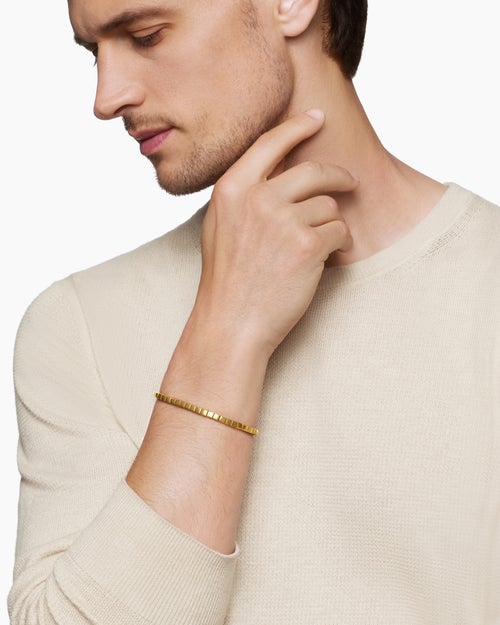 Mens Spiritual Beads Cushion Bracelet with 18K Yellow Gold, 4mm