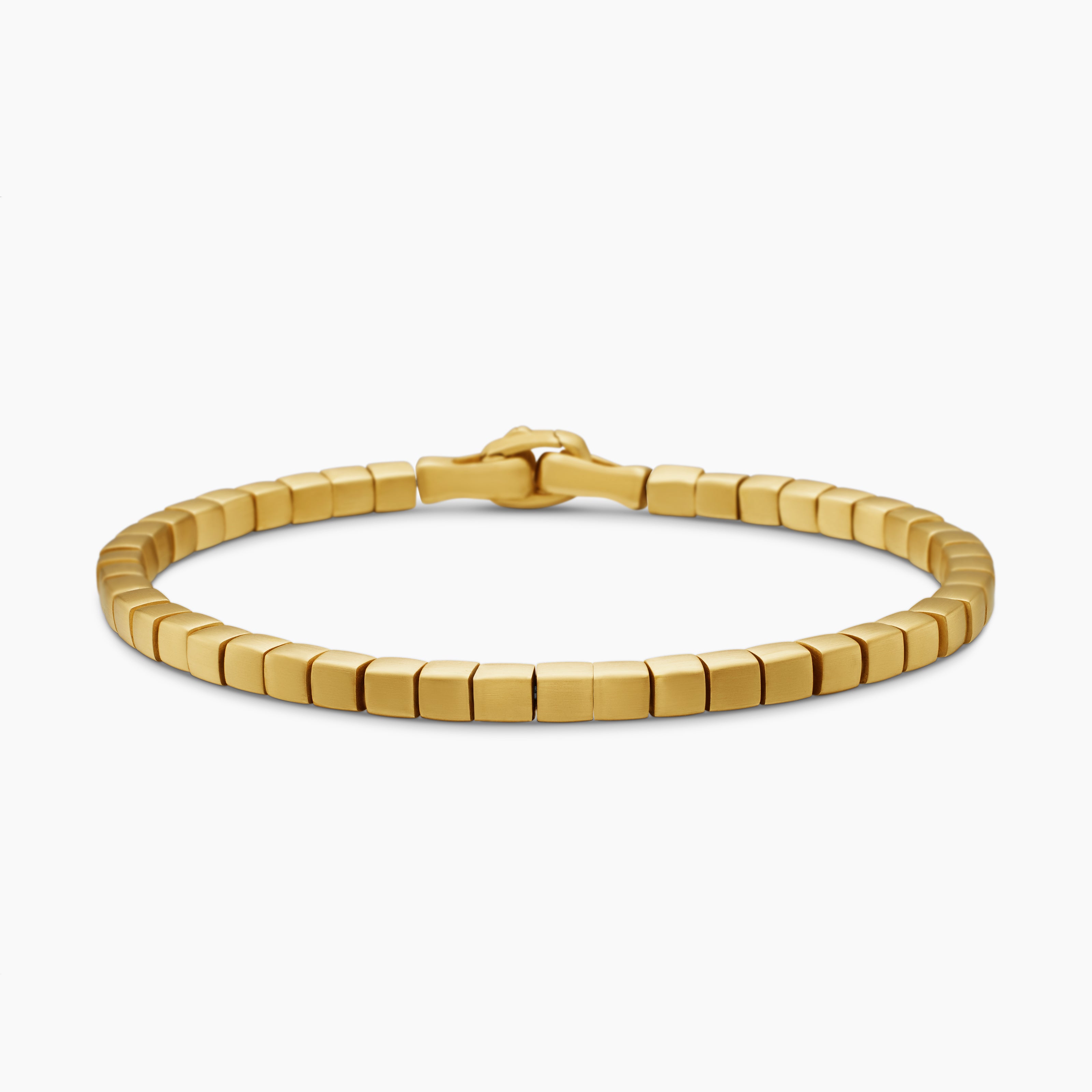 Mens Spiritual Beads Cushion Bracelet with 18K Yellow Gold, 4mm