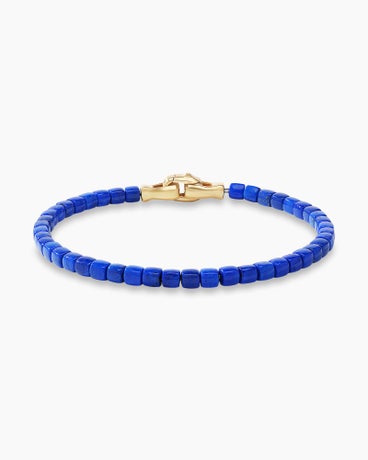 Spiritual Beads Cushion Bracelet with Lapis and 18K Yellow Gold, 4mm