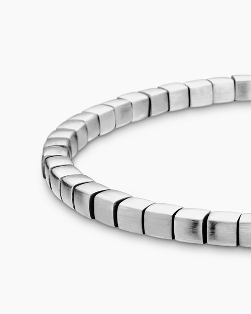 Mens Spiritual Beads Cushion Bracelet in Sterling Silver, 4mm