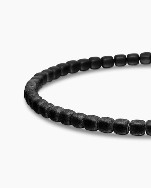 Mens Spiritual Beads Cushion Bracelet in Sterling Silver, 4mm