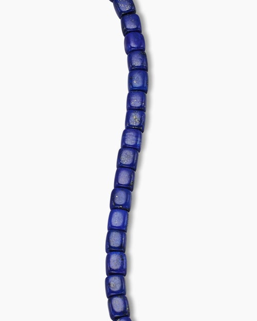 Mens Spiritual Beads Cushion Bracelet in Sterling Silver with Lapis, 4mm