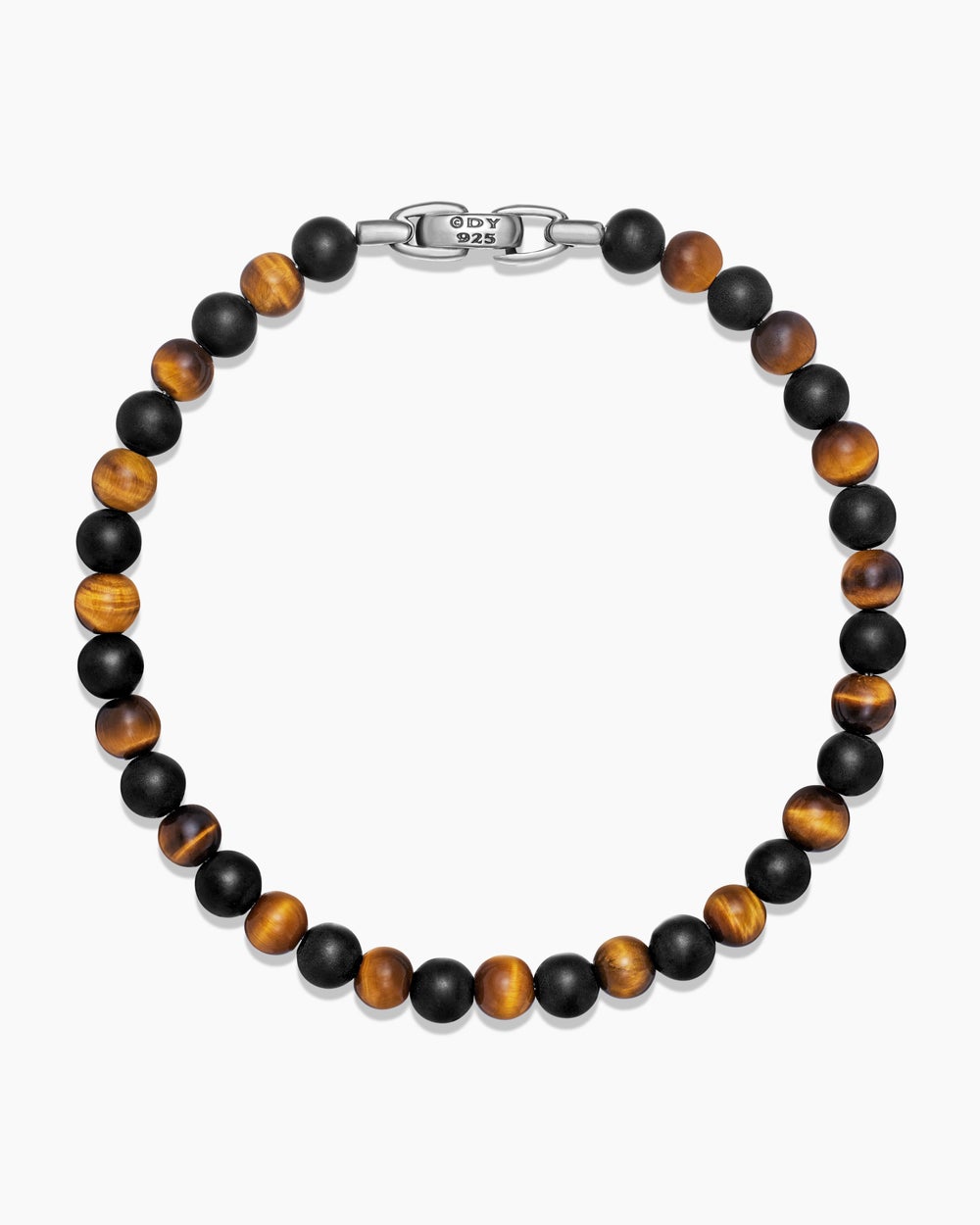 Mens Spiritual Beads Alternating Bracelet in Sterling Silver, 6mm
