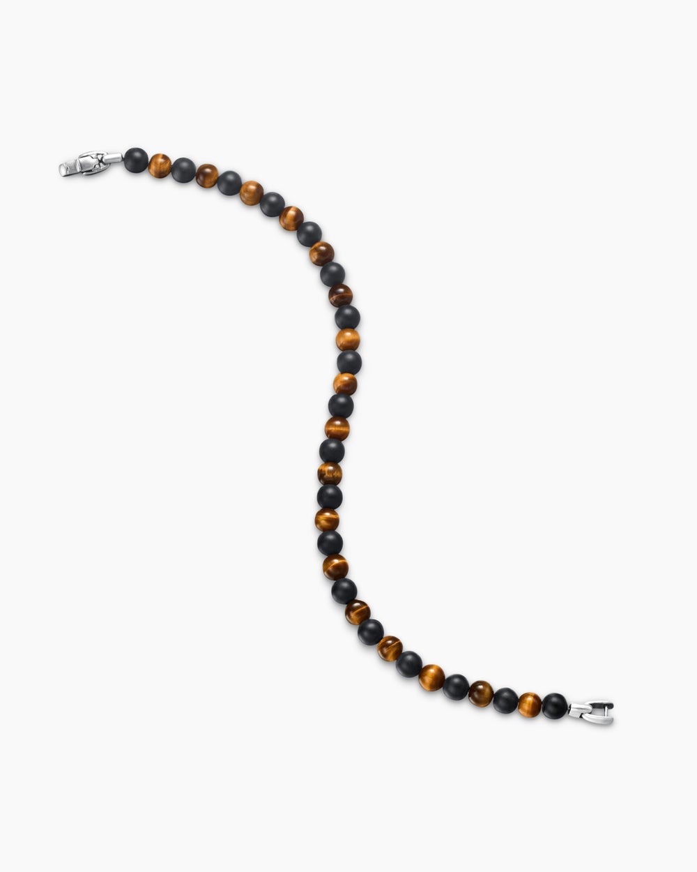 Mens Spiritual Beads Alternating Bracelet in Sterling Silver, 6mm