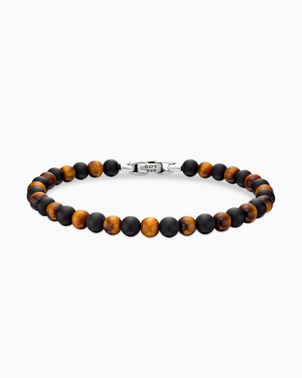 Mens Spiritual Beads Alternating Bracelet in Sterling Silver, 6mm