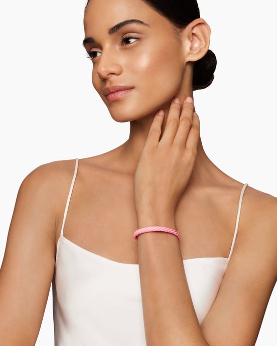 Cable Bracelet in Pink Rubber, 6mm