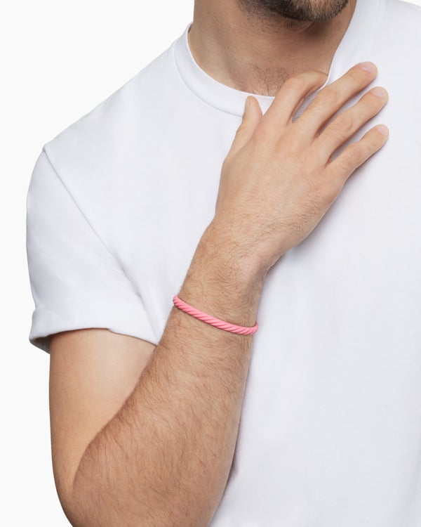 Cable Bracelet in Pink Rubber, 6mm