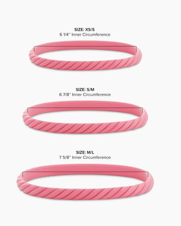 Cable Bracelet in Pink Rubber, 6mm