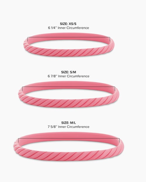 Cable Pink Rubber Bracelet, 6mm