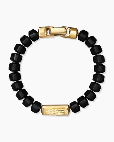 Empire Bead Bracelet with Black Onyx and 18K Yellow Gold, 8.5mm