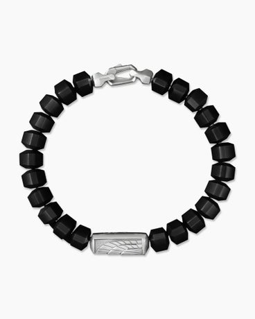 Empire Bead Bracelet with Black Onyx and Sterling Silver, 8.5mm