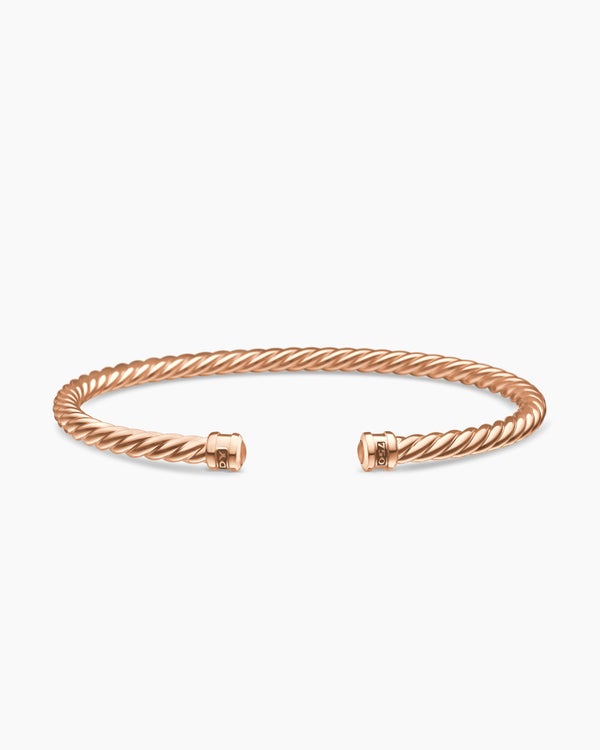 Cable Cuff Bracelet in 18K Rose Gold, 4mm
