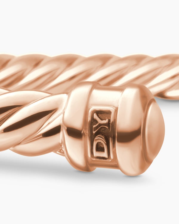 Cable Cuff Bracelet in 18K Rose Gold, 4mm