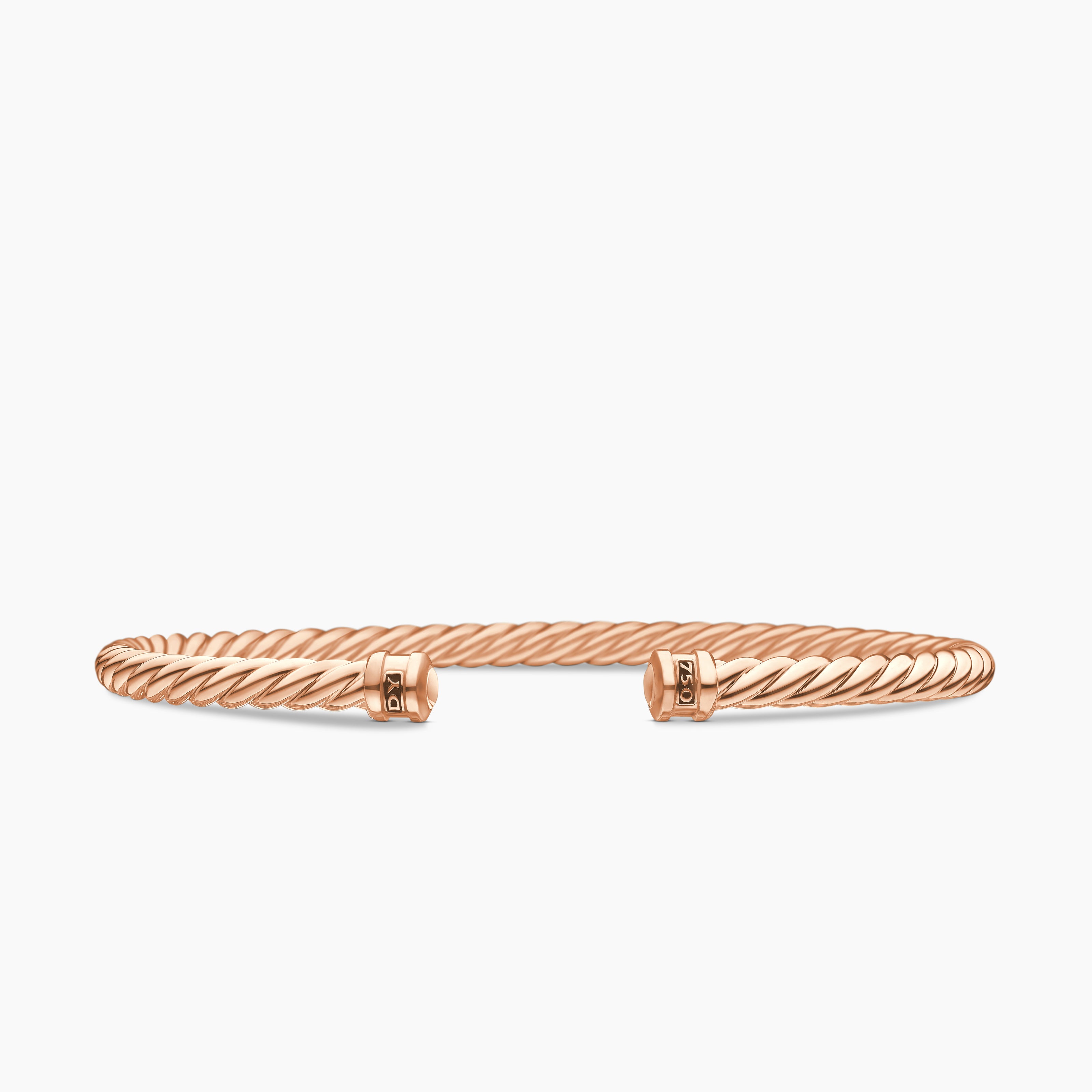 Mens Cable Cuff Bracelet in 18K Rose Gold, 4mm