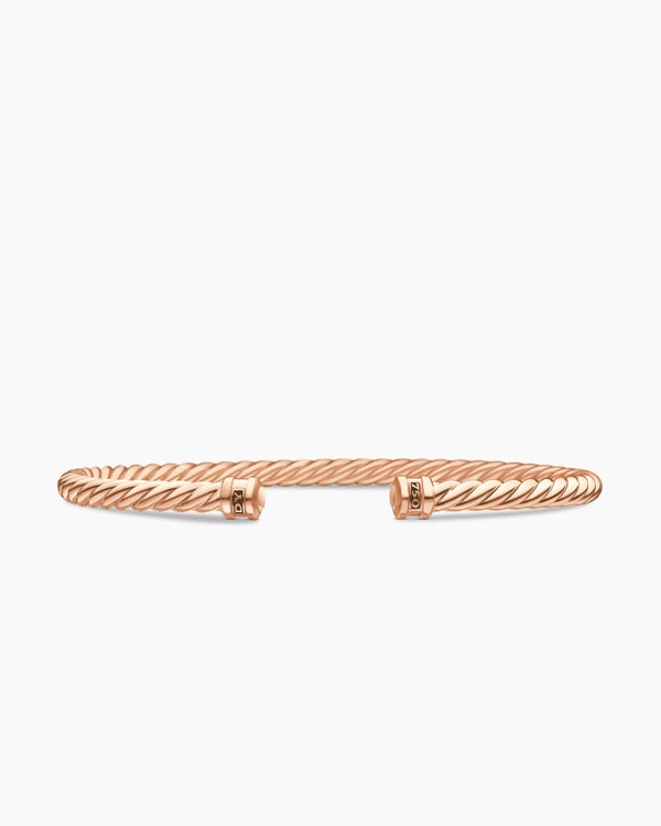 Cable Cuff Bracelet in 18K Rose Gold, 4mm
