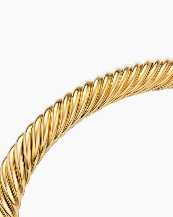 Cable Cuff Bracelet in 18K Yellow Gold, 7mm