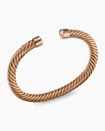 Cable Cuff Bracelet in 18K Rose Gold, 7mm