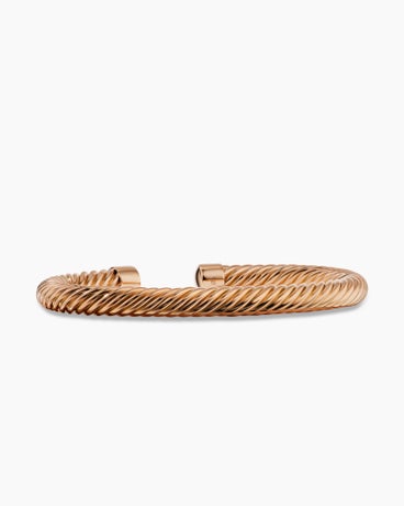 Cable Cuff Bracelet in 18K Rose Gold, 7mm